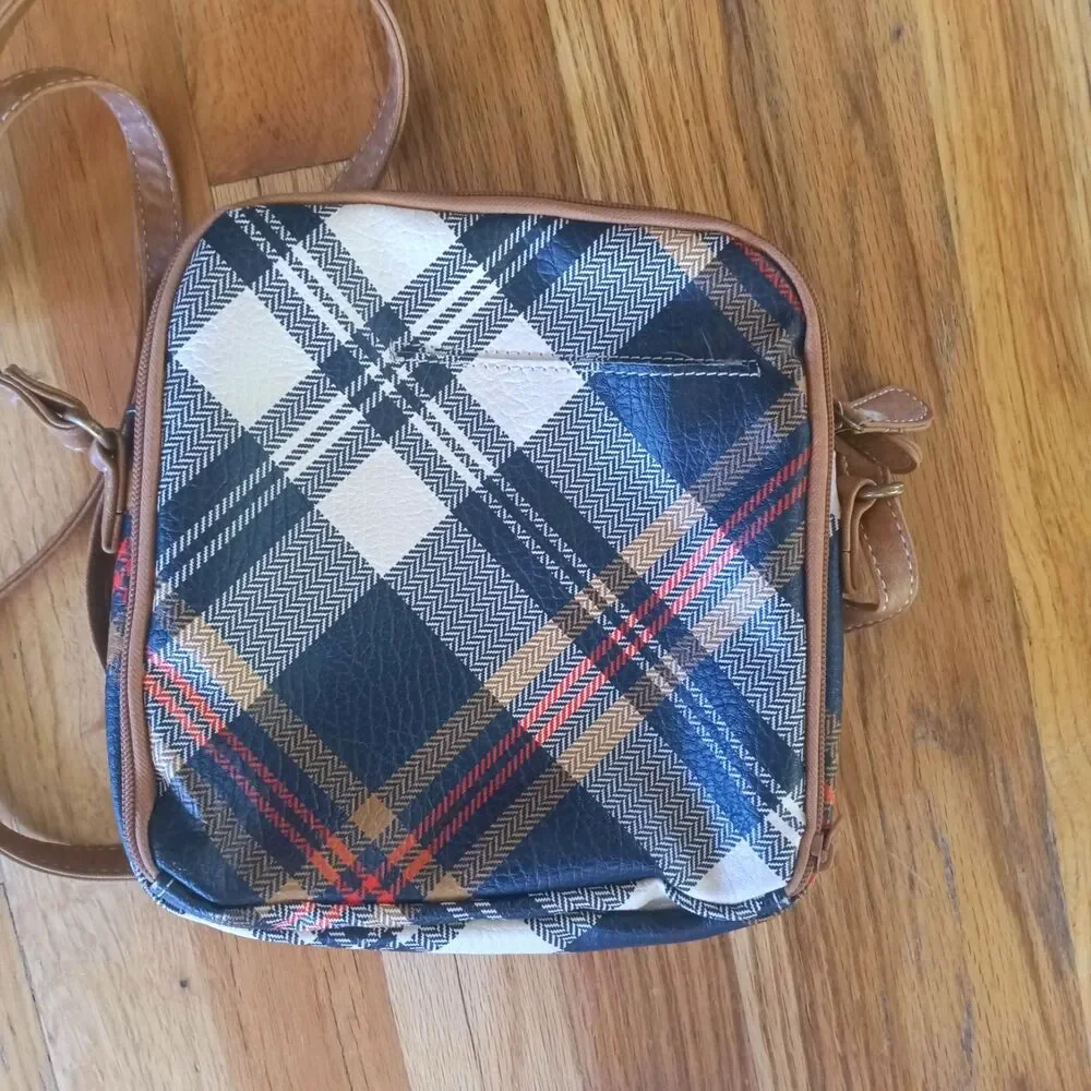 MultiSac Tweed Crossbody Bag Plaid Multi-Pocket Travel Shoulder Purse - Picture 5 of 8